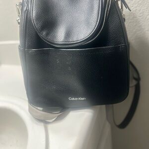 Calvin Klein Black Leather Backpack